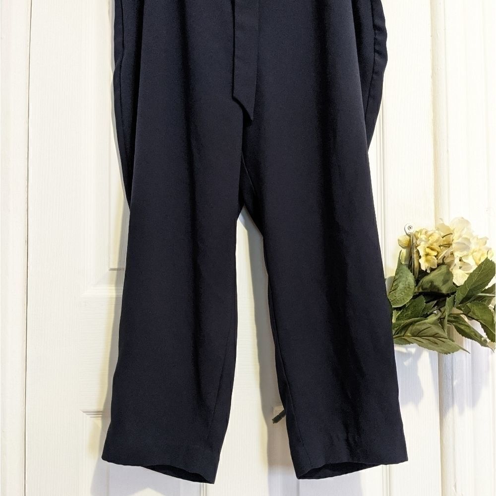 Express High Waisted Paperbag Ankle Pant Navy Plus - Picture 5 of 9